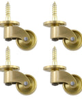 Premium One Inch Antique Brass Caster Wheels Rolling Tight With Rock Solid 360 Degree Swivel Motion And Reliable M6 Stem Hardware For Furniture Upgrades Or Utility Cart Mods A Straight Ahead Four Pack Bundle, showing four heavy duty antique brass casters.