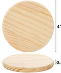 Wood coasters, set of 2, 4-inch unfinished round blanks with natural grain (front and side views)