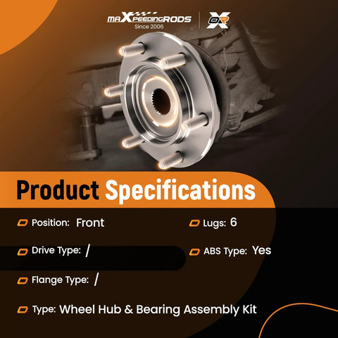 Bolt-On Front Wheel Bearing And Hub Assembly For Toyota Tundra 2000-2006, Tacoma 1999-2004, Sequoia 2001-2007, And 4Runner 1996-2001 2WD 6 Lug