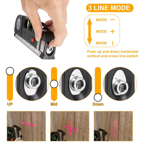 Image showing operation of Must Have Multipurpose Laser Level Tool Kit with Cross Line Beam Self Leveling Line Leveler and Metric Rulers.