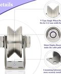 Tough As Nails V Groove Wheel Pulley Block Machined From 304 Stainless Steel side view with duplex bearing and mounting holes