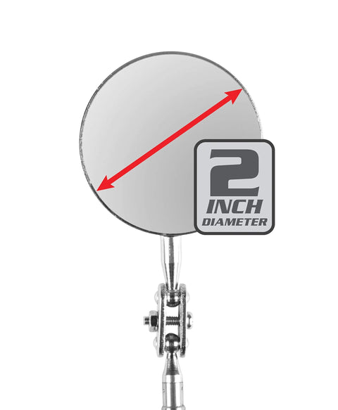 Telescoping Inspection Mirror With 2 Inch Round Mirror, Extends From 9.5 To 28.5 Inches, Five Section Stainless Steel Shaft close-up