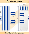 Oversized Beach Lounge Chair Towel Cover Set Of 2 With 3 Pockets Striped Dark Blue Microfiber Durable Quick Dry Fabric Chaise Covers Beach Ready For Poolside Beach Garden 85 By 30 Inches shown with dimensions