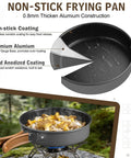 18-Piece Camping Cookware Set With Utensils Camp Mess Kit Dope Hard Anodized Aluminum Frying Pan showing coating layers