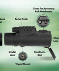 Long Range 10x42 High Powered Monocular For Bird Watching Hunting And Sports Great For Wildlife Viewing Lightweight Pocket Telescope With Bak4 Prism Easy Grip And Vibrant Clarity For Adults Bang For Buck side view with tripod mount and lens caps