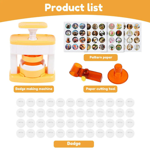 DIY Button Maker Kit 2.16 Inch Pin Press Machine Set With 48 Button Parts including pattern paper and tools