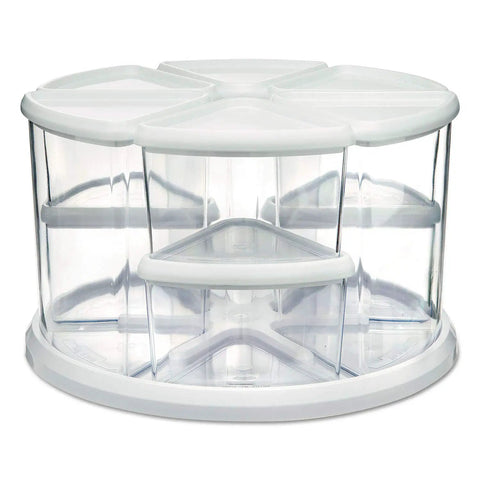Rotating Craft Organizer Carousel With Nine Removable Canisters And Clear Lids, Grab And Go Access For Craft Room, Home Office, Or Classroom