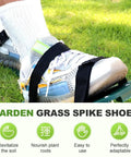 Garden Lawn Aeration Shoes With Spikes For Deep Soil Breathing And Healthier Grass No Tools Needed Ready To Use Out Of The Box Heavy Duty 13 Spike Sandals One Size Fits All And Easy To Use worn on foot on grass