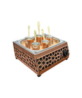 Traditional Copper Turkish Sand Coffee Maker With Pot Set Seljuk Square Design 110 To 230 Volt Heating Sand Machine