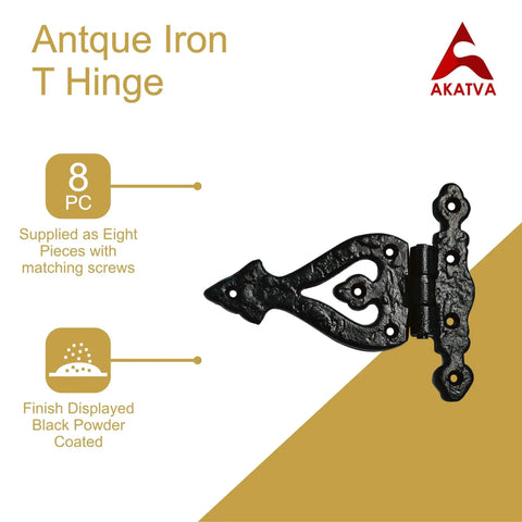 Heavy Duty Gate Hinge Set For Wooden Fences And Sheds Cast Iron Outdoor Hinges Matte Black Rust Resistant Durable Gate Hardware