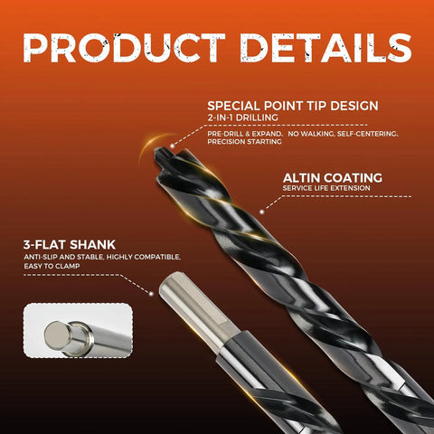 Close-up of 21 Piece Cobalt Drill Bit Set With TiAlN Coating For Hardened Metal And Stainless Steel highlighting tip design.