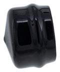 OEM Cap M128102 for Riding Lawn Tractors And Mowers, side view of black durable plastic cap for JD models 102 to E180