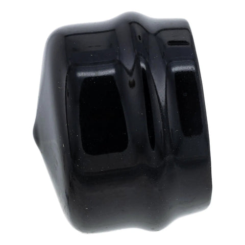 OEM Cap M128102 for Riding Lawn Tractors And Mowers, side view of black durable plastic cap for JD models 102 to E180