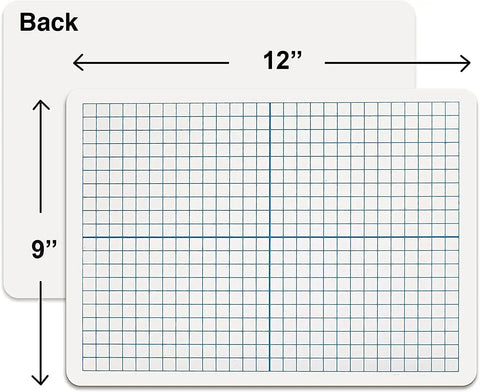 Dry Erase XY Axis Graph Lap Boards Set 9x12 Inches Double Sided Whiteboards for Students and Classrooms with grid side showing