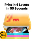 Yellow Mini 2 Retro 2x3 Portable Photo Printer With 38 Sheets, Bluetooth Printer For iPhone And Android, Print Instantly In Color