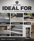 Heavy Duty Water Activated Concrete Crack Filler Fixes Sidewalk And Driveway Gaps Easy Peasy While Blocking Water Damage And Keeping Root Weeds At Bay For A Rock Solid Finish, shown repairing sidewalks and driveways.