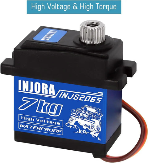 7Kg Waterproof 2065 Servo With Mount And Horn For 1/24 Axial SCX24 RC Crawler Upgrade, black housing with blue label