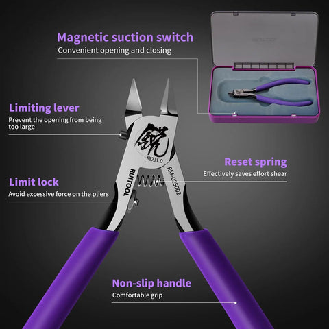 Ultra Thin Model Nippers For Beginners And Hobbyists, Precision Single Edged Cutter With Non Slip Grip, 4.7 Inch Tool