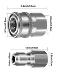 Stainless steel quick-connect adapters kit, 4 sets of 3/8 in NPT male/female fittings for pressure washers.