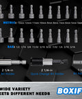Metric and SAE bits from Heavy Duty 208 Piece Screwdriver Bit Set With One Quarter Inch Hex Shank Chrome Vanadium Steel Bits