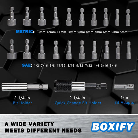 Metric and SAE bits from Heavy Duty 208 Piece Screwdriver Bit Set With One Quarter Inch Hex Shank Chrome Vanadium Steel Bits