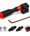 Front view of YIYITOOLS 7-piece brake line flaring kit for 1/4 in and 3/16 in copper, aluminum, nickel-copper tubing; SAE 45° flares