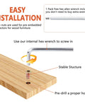 Easy installation of 40 Pcs M6 x 15mm Threaded Inserts For Wood Furniture Nut Connectors With Hex Socket Drive and Allen Wrench Included. Demonstration of pre-drilled hole and stable structure benefits.