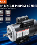 Beefy 2HP Single Phase Electric Motor For Air Compressors And General Machinery, 1725 RPM, Dual Voltage 115 Volt And 230 Volt