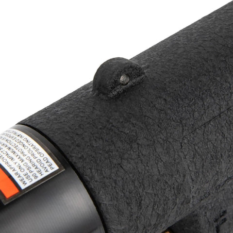 Close-up of textured grip on Air Powered Rivet Nut Gun Kit With Quick Change Nose Pieces Pneumatic Rivet Nut Pull Setter Includes Heads For 10-24 10-32 8-32 And 6-32 Plus 1/4 5/16 And 3/8 Inch Sizes Lightweight 3.75 Lbs Mandrels And Storage Case.