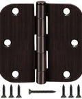 Oil Rubbed Bronze 3.5 Inch Door Hinges With 6 Holes And Five Eighths Radius Corners, Includes 180 Screws, 270 Degree Swing, Built To Last