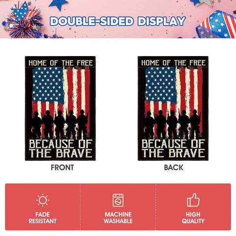 Front and back view of Colorlife Memorial Day Patriotic Garden Flag 12x18 Inches Double Sided US Flag For Yard Outdoor Decor