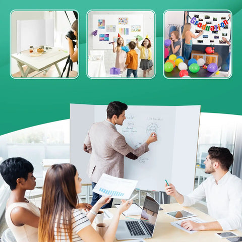 Two Pack Trifold Poster Boards 48 X 36 Inch Double Sided White Display Boards for office, education, and event use