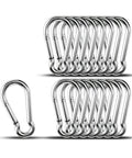 Heavy Duty 1.57 Inch Carabiner Clip Set, 15 Pcs 304 Stainless Steel Spring Hooks displayed on a white background.