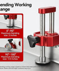 Heavy Duty Sheet Metal Roller Hand Bender showing 0°-90° and 90°-180° bending range for accurate results.