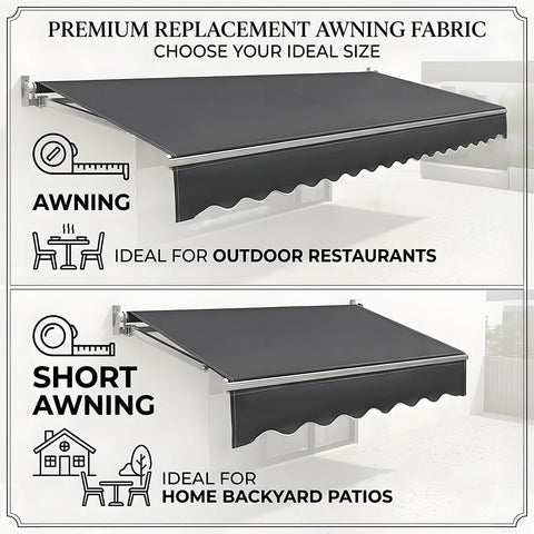 Replacement Cover For Patio Awning PVC Weather Protection Retractable Sunshade Canopy Cloth Sized 8ft 10ft 11ft 12ft 13ft For Balcony Backyard Poolside Market All Weather Waterproof UV Resistant shown in outdoor setup