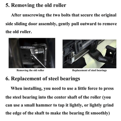 Removing old roller and replacing steel bearings on Honda Odyssey 2005-2010 side sliding door roller assembly 72521-SHJ-A21