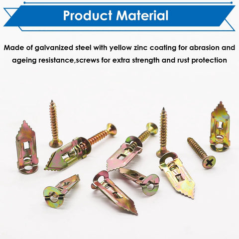 160Pcs Self Drilling Drywall Anchors With Screws Kit For Hanging Pictures Curtains Plants And Clocks 0.47x1.18 Inch