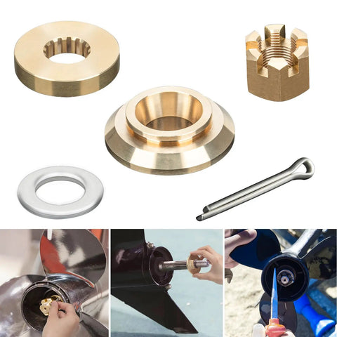 Upgrade 150-300HP Propeller Installation Hardware Kit For Yamaha Outboard Motors With Thrust Washer, Spacer, Nut, Cotter Pin