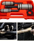 3-Piece Tail Pipe Expander Tool Kit From 1-1/8 To 3-1/2 Inch Exhaust Pipe Spreader For Most Vehicles And Trucks displayed in red case