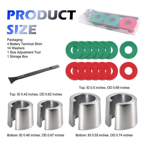 DIY Friendly Pro Grade Battery Terminal Shim Kit With Washers And Adjustment Tool Positive And Negative Post Shims