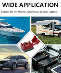 Heavy Duty 30 Amp Automatic Reset Circuit Breaker With Tough Waterproof Red Cover For 12V 24V DC RV ATV Marine Boats And Car Audio Systems in action with RV, boat, and car applications.