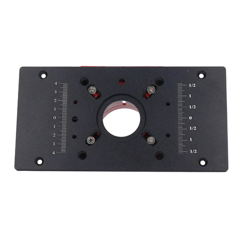 Heavy Duty Manual Lifting Base Router Insert Plate Flip Board Kit For Table Routers With Hand Crank 46mm Stroke with measurement markings.