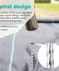 Close-up of Six Inch Spiral Landscape Stakes 100 Pack With Gasket Heavy Duty Galvanized Metal Garden Stakes showing spiral design.