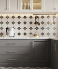 Modern kitchen with 10 Pack Brushed Nickel And Gold Cabinet Pulls 3 Inch Hole Centers 76mm on grey drawers
