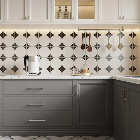 Modern kitchen with 10 Pack Brushed Nickel And Gold Cabinet Pulls 3 Inch Hole Centers 76mm on grey drawers
