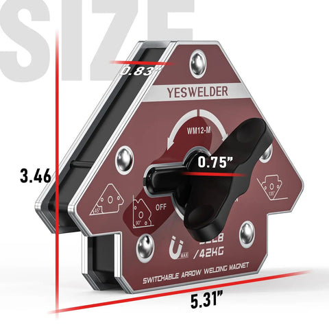 Switchable Welding Magnet With 92 Lb Holding Power, Arrow Shaped Magnetic Holder For Multi Angle Positioning, On Off Switch, Beast Mode