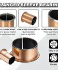 2 Pack Flanged Sleeve Bearings 35mm Bore, 39mm OD, 50mm Long with 47mm Flange Diameter and 2mm Flange Thickness, Iron Base with Copper Outer, Heavy Duty Sleeve Bearing Set for Machinery, Motors, and DIY Projects. Flanged sleeve bearing set