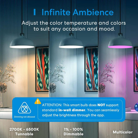Smart BR30 Flood LED Bulbs 2 Pack Dope Color Changing RGBCW, 1300 Lumens, 100W Equivalent, Dimmable, Works With HomeKit Siri Alexa Google