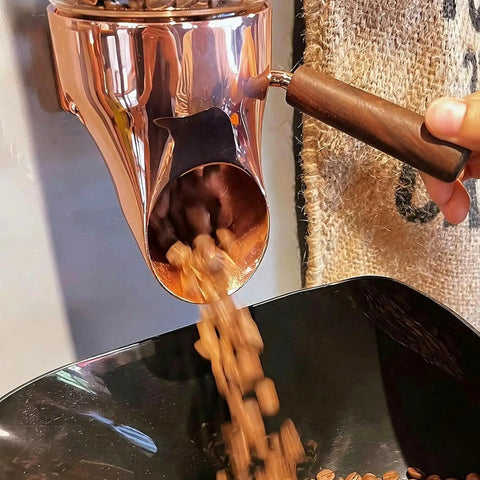 Wall Mounted Coffee Bean Dispenser With Adjustable Flow Valve For Candy Oatmeal And Bulk Tea Storage Clear Glass Jar pouring beans