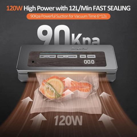 Vacuum Sealer Machine All In One With Wide Seal For Food Storage 90kPa 120W Power Built In Cutter Dry Or Moist Modes Canister Compatible